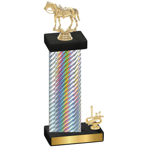 Accented Single Silver Carbon Fiber First Place Horses Trophy