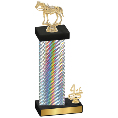 Accented Single Silver Carbon Fiber Fourth Place Horses Trophy