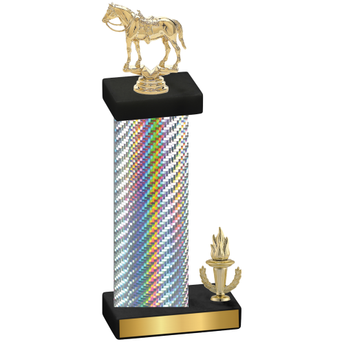 Accented Single Silver Carbon Fiber Victory Horses Trophy