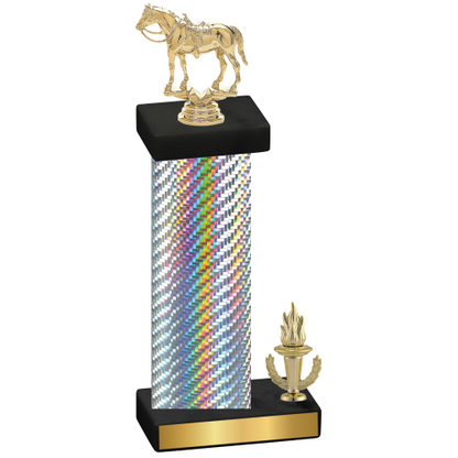 Accented Single Silver Carbon Fiber Victory Horses Trophy