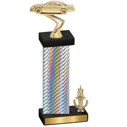 Accented Single Silver Carbon Fiber Victory Cars Trophy