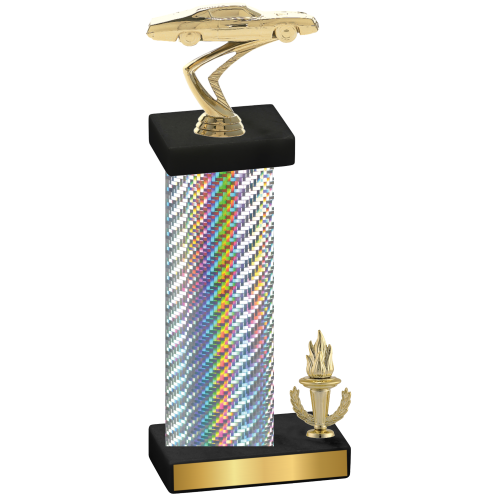 Accented Single Silver Carbon Fiber Victory Cars Trophy