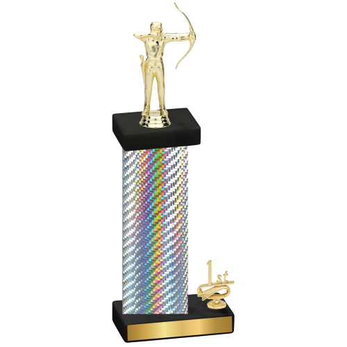 Accented Single Silver Carbon Fiber First Place Archery Trophy