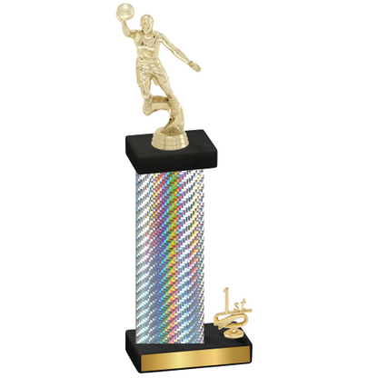 Accented Single Silver Carbon Fiber First Place Basketball Trophy