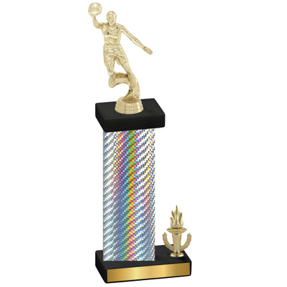 Accented Single Silver Carbon Fiber Victory Basketball Trophy