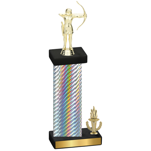 Accented Single Silver Carbon Fiber Victory Archery Trophy