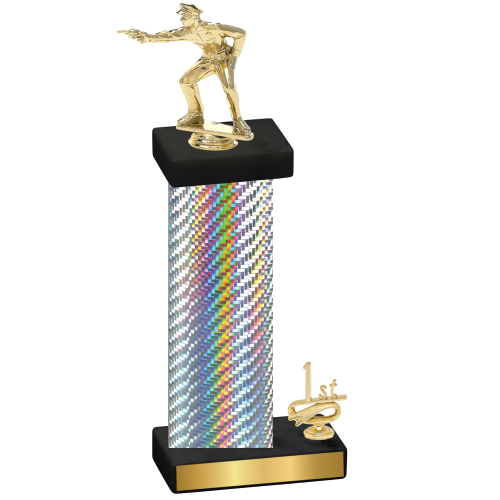 Accented Single Silver Carbon Fiber First Place Shooter Trophy