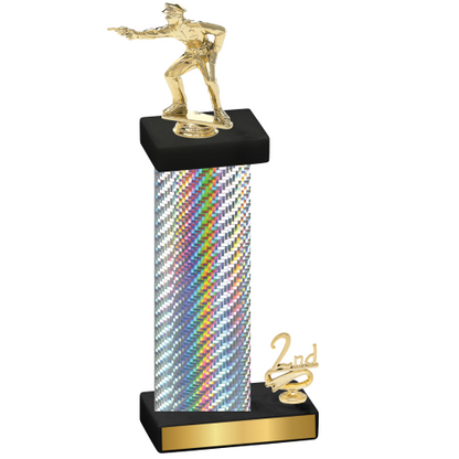 Accented Single Silver Carbon Fiber Second Place Shooter Trophy