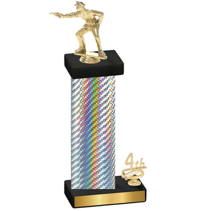 Accented Single Silver Carbon Fiber Fourth Place Shooter Trophy