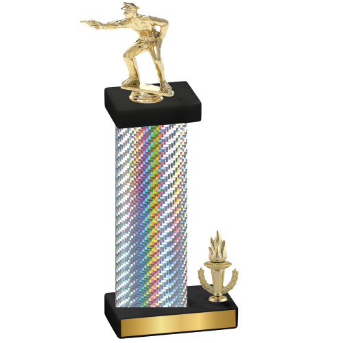 Accented Single Silver Carbon Fiber Victory Shooter Trophy