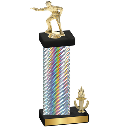 Accented Single Silver Carbon Fiber Victory Shooter Trophy