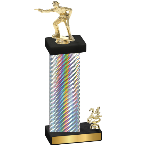 Accented Single Silver Carbon Fiber Year Shooter Trophy