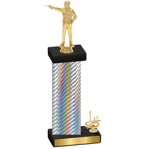 Accented Single Silver Carbon Fiber First Place Shooter Trophy