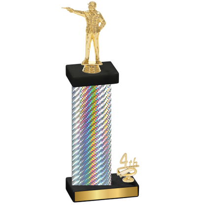 Accented Single Silver Carbon Fiber Fourth Place Shooter Trophy