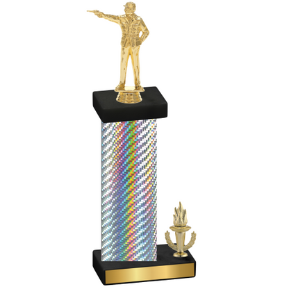 Accented Single Silver Carbon Fiber Victory Shooter Trophy