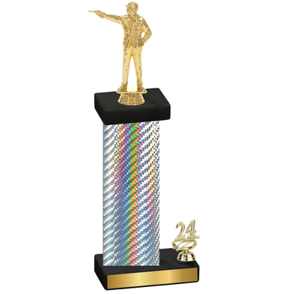 Accented Single Silver Carbon Fiber Year Shooter Trophy