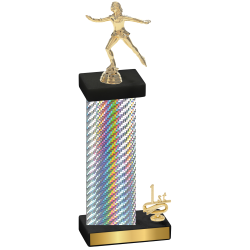 Accented Single Silver Carbon Fiber First Place Skater Trophy