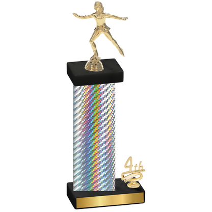 Accented Single Silver Carbon Fiber Fourth Place Skater Trophy