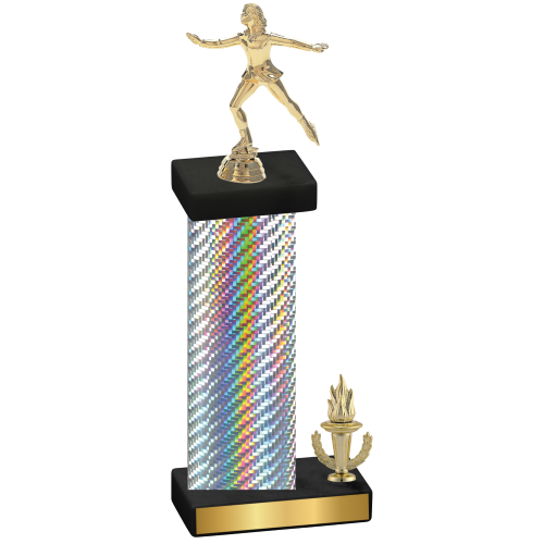 Accented Single Silver Carbon Fiber Victory Skater Trophy