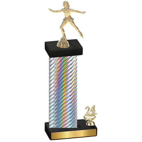 Accented Single Silver Carbon Fiber Year Skater Trophy