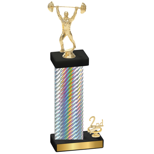 Accented Single Silver Carbon Fiber Second Place Weights Trophy