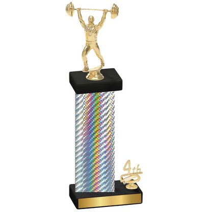 Accented Single Silver Carbon Fiber Fourth Place Weights Trophy