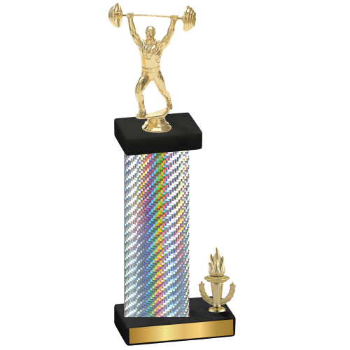 Accented Single Silver Carbon Fiber Victory Weights Trophy