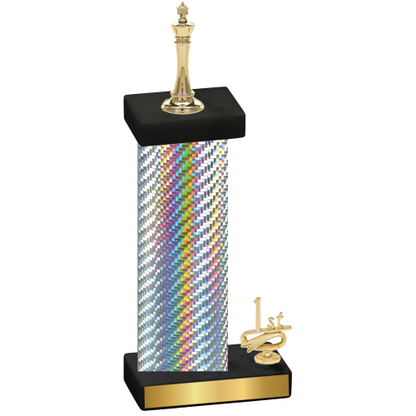 Accented Single Silver Carbon Fiber First Place Chess Trophy