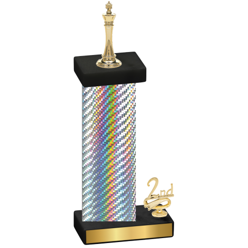 Accented Single Silver Carbon Fiber Second Place Chess Trophy