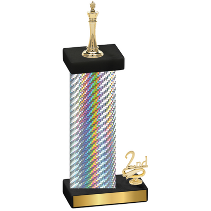 Accented Single Silver Carbon Fiber Second Place Chess Trophy