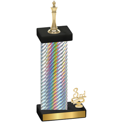 Accented Single Silver Carbon Fiber Third Place Chess Trophy