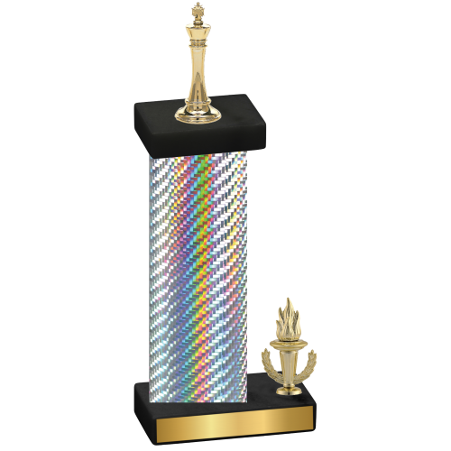 Accented Single Silver Carbon Fiber Victory Chess Trophy