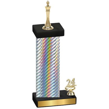 Accented Single Silver Carbon Fiber Year Chess Trophy