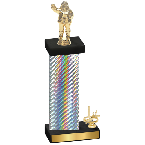 Accented Single Silver Carbon Fiber First Place Holiday Trophy