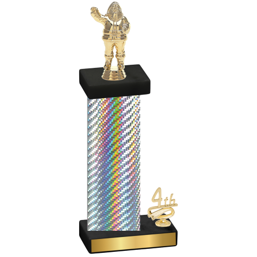Accented Single Silver Carbon Fiber Fourth Place Holiday Trophy