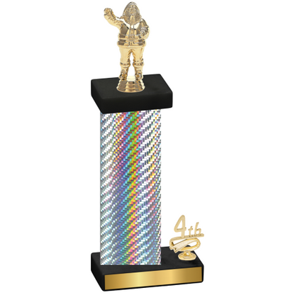 Accented Single Silver Carbon Fiber Fourth Place Holiday Trophy