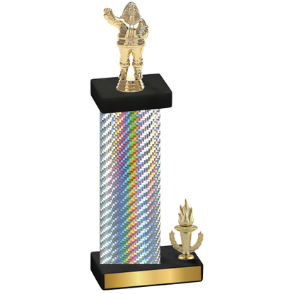 Accented Single Silver Carbon Fiber Victory Holiday Trophy