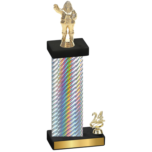 Accented Single Silver Carbon Fiber Year Holiday Trophy