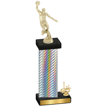 Accented Single Silver Carbon Fiber First Place Basketball Trophy