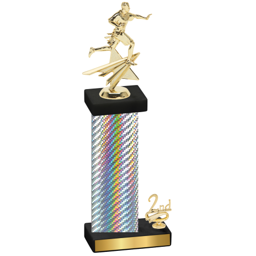 Accented Single Silver Carbon Fiber Second Place Flag Football Trophy