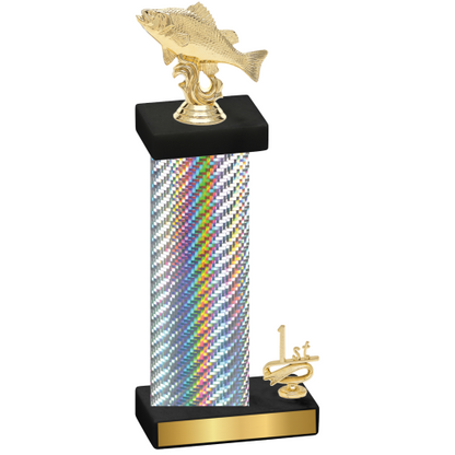 Accented Single Silver Carbon Fiber First Place Fishing Trophy