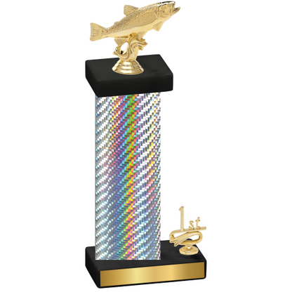 Accented Single Silver Carbon Fiber First Place Fishing Trophy