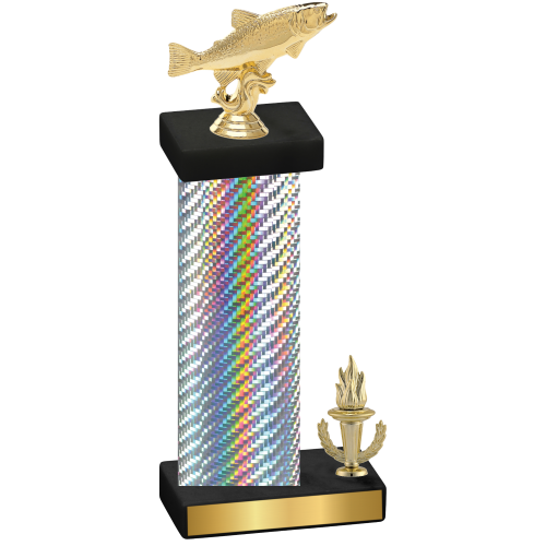 Accented Single Silver Carbon Fiber Victory Fishing Trophy