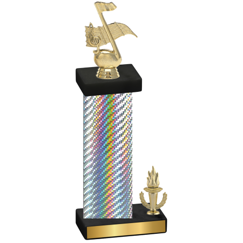 Accented Single Silver Carbon Fiber Victory Music Trophy