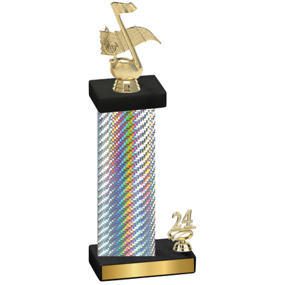 Accented Single Silver Carbon Fiber Year Music Trophy