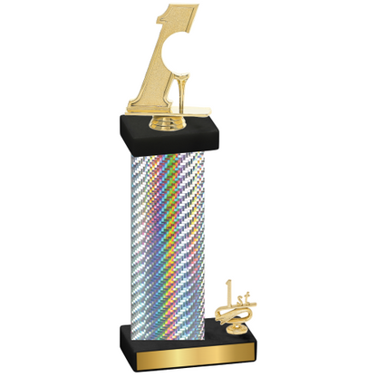 Accented Single Silver Carbon Fiber First Place Golf Trophy