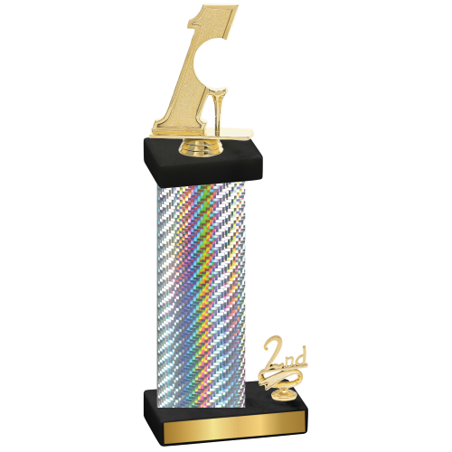 Accented Single Silver Carbon Fiber Second Place Golf Trophy