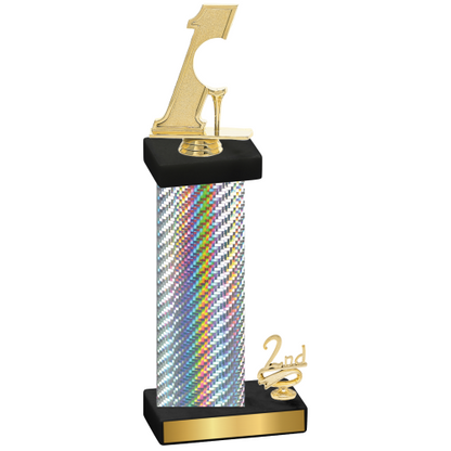 Accented Single Silver Carbon Fiber Second Place Golf Trophy