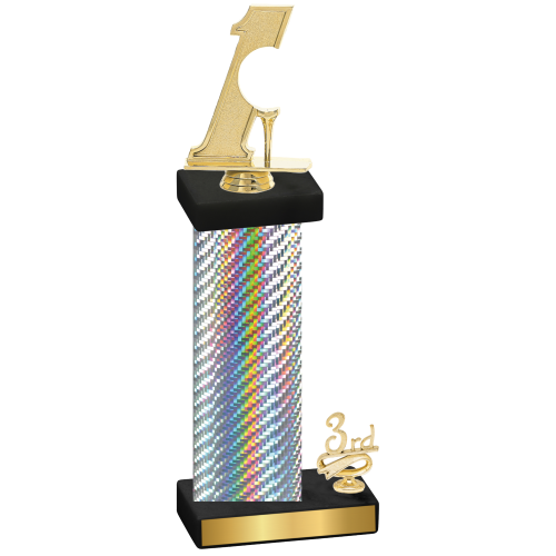 Accented Single Silver Carbon Fiber Third Place Golf Trophy