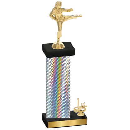 Accented Single Silver Carbon Fiber First Place Karate Trophy